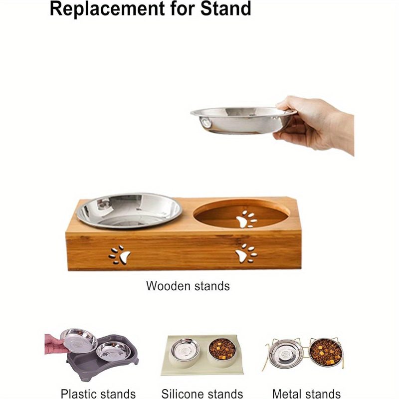 Small Shallow Cat Food Bowls, Outer Dia. 6. 6in Whisker Fatigue Cat Bowl, Stainless Steel Cat Food Dish for Indoor Cats, Set of 4 Replacement Cat Bowls for Raised Station ( 15. 2fl. oz) - Image 4
