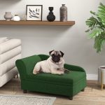 PawHut Luxury Green Polyester Small Dog Sofa Bed with Storage - Comfy Rectangular Pet Couch for Small Breeds, Easy Assembly, Modern Design for Cozy Home Decor