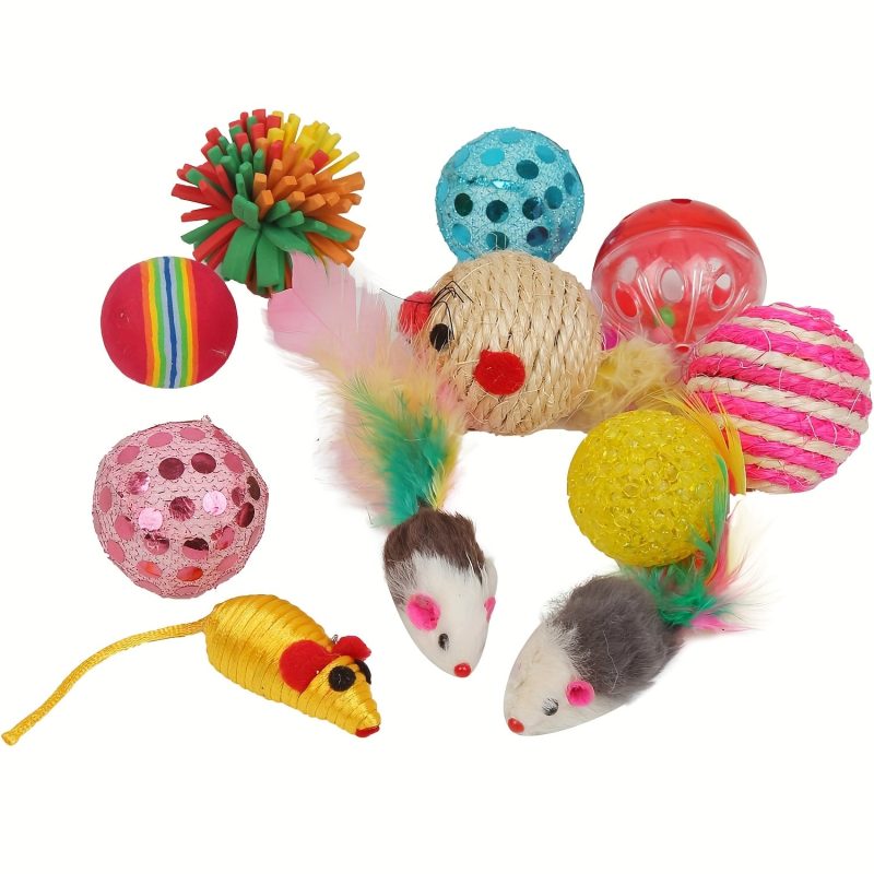 20pcs Cat Toys Variety Pack - Interactive Kitten Toys with Feather Wands, Bell Teaser, Fuzzy Balls, Tube Tent & Mouse Toys - Durable Plastic & Soft Fabric for Indoor Cats - No Batteries Needed, Interactive Cat Toy, Playful Designs, No Battery Required - Image 2