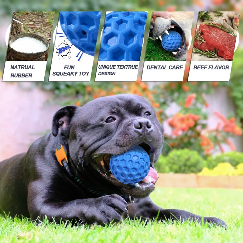 Dog Squeaky Balls, Indestructible Dog Toys for Aggressive Chewers Large/Medium Breed, Durable Tough Chew Toys for Aggressive Chewers, Natural Rubber Dog Balls Interactive Toys - Image 2