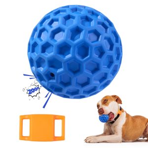 Dog Squeaky Balls, Indestructible Dog Toys for Aggressive Chewers Large/Medium Breed, Durable Tough Chew Toys for Aggressive Chewers, Natural Rubber Dog Balls Interactive Toys