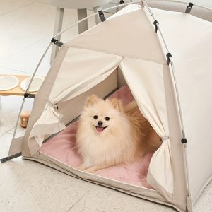 DDASUMMI Portable Princess Cat House Waterproof & Durable PE Floor Mat Dog House for Indoor/Outdoor, camping dog tent Stable and comfortable for Pets (Grey M)