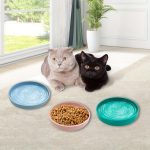 3pcs Silicone Cat Food Bowls - 5.9in Wide Deep Dishes, Kitty Plates for Puppies & Cats, Wet/Dry Feeding Bowls with Blue, Pink, Green, Indoor Pet Feeding Accessories, Cat Bowls for Food, Whimsical Catware, Textured Surface