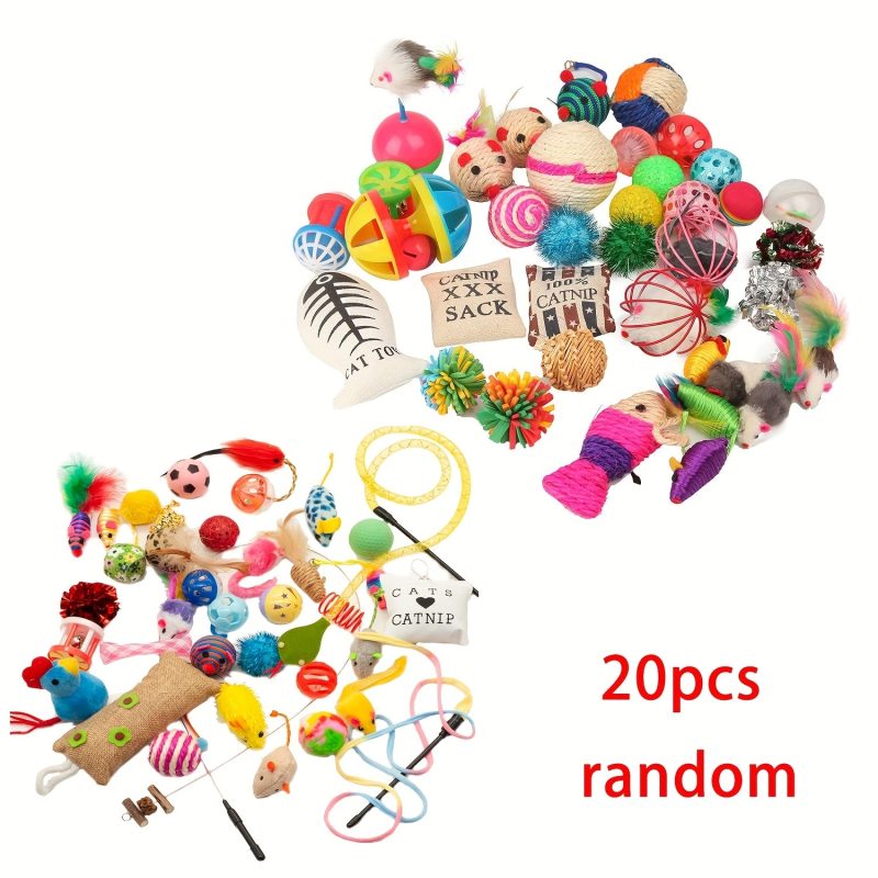 20pcs Cat Toys Variety Pack - Interactive Kitten Toys with Feather Wands, Bell Teaser, Fuzzy Balls, Tube Tent & Mouse Toys - Durable Plastic & Soft Fabric for Indoor Cats - No Batteries Needed, Interactive Cat Toy, Playful Designs, No Battery Required - Image 6