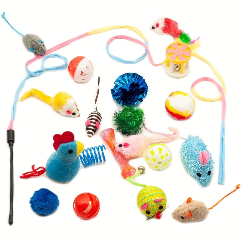 20pcs Cat Toys Variety Pack - Interactive Kitten Toys with Feather Wands, Bell Teaser, Fuzzy Balls, Tube Tent & Mouse Toys - Durable Plastic & Soft Fabric for Indoor Cats - No Batteries Needed, Interactive Cat Toy, Playful Designs, No Battery Required - Image 5