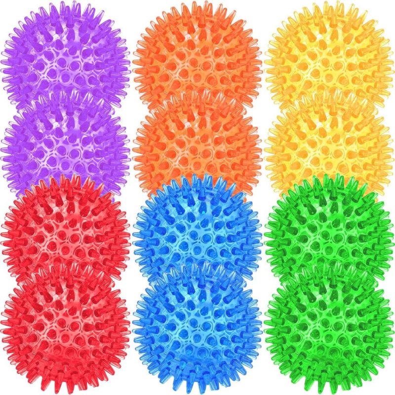 12-Pack Silicone Squeaky Dog Toy Balls - Non-Toxic, BPA Free, Durable Chew Toys for All Breed Sizes - Solid Color, No Battery Needed - Image 6