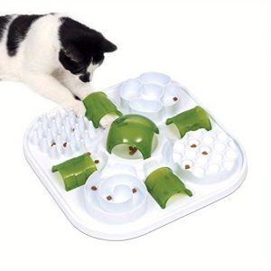 6-in-1 Interactive Cat Treat Puzzle Toy 43010 White - BPA-Free Plush Hunting Game with Cartoon Design, No Batteries Needed for Mental Stimulation & Exercise, Cat Interactive Toy, Mental Exercise, Fun Activities, Safe Material, Playful Pets