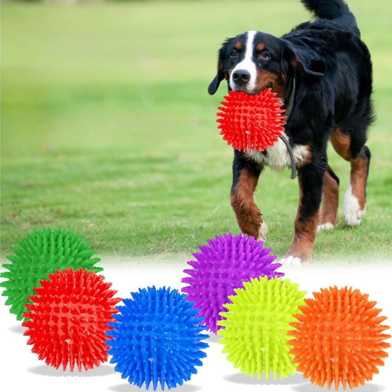 12-Pack Silicone Squeaky Dog Toy Balls - Non-Toxic, BPA Free, Durable Chew Toys for All Breed Sizes - Solid Color, No Battery Needed - Image 5