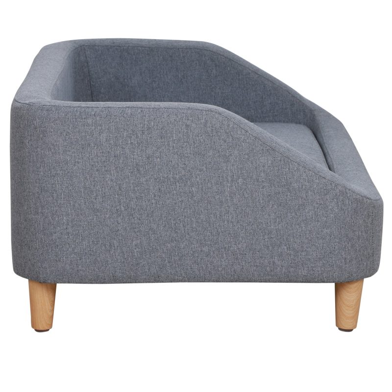 PawHut 38" Dog Sofa for Medium Large Dogs, Dog Couch with Removable Cushion, Washable Cover, Anti-slip Feet for Dogs Up to 55 lbs, Gray - Image 3