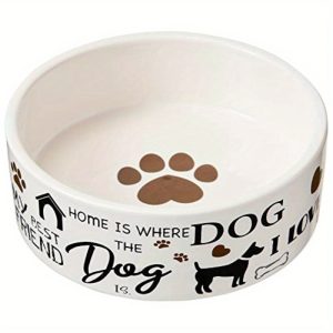I Love Dogs Dish Round Ceramic Food Water Bowl with High Walls for Pets Dishwasher Safe Ideal for Small Dogs Cats Reptiles Large Birds 5in 1.75 Cup 14oz