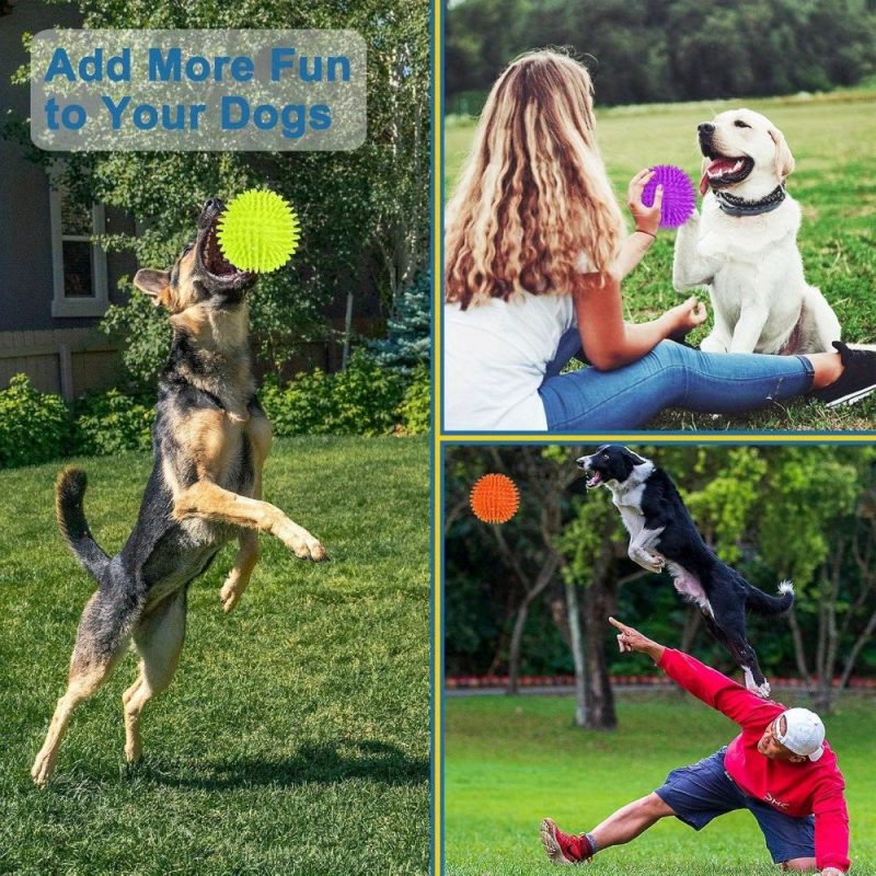 12-Pack Silicone Squeaky Dog Toy Balls - Non-Toxic, BPA Free, Durable Chew Toys for All Breed Sizes - Solid Color, No Battery Needed - Image 3