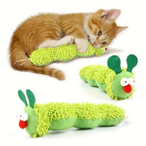 Interactive Plush Broad Bean Cat & Dog Toy - Soft Fabric Pillow with Cute Cartoon Animal Print, No Batteries Needed, Durable Plastic Material for All Breeds & Sizes, Safe Pet Stimulation & Playtime Companion, Playful Design