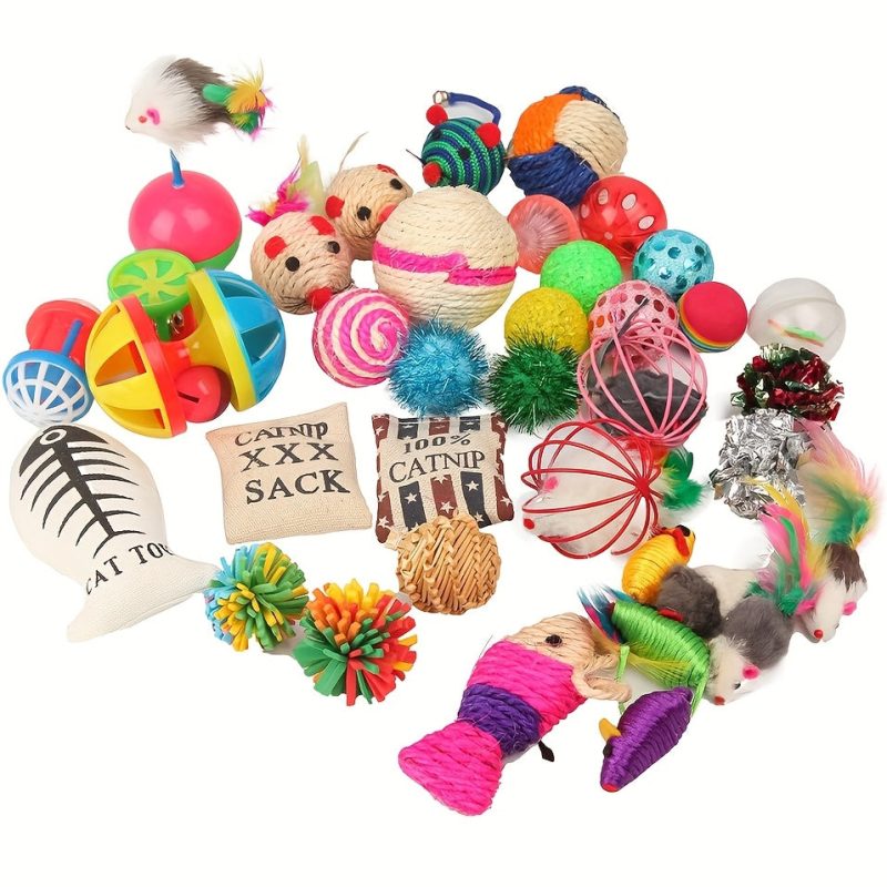 20pcs Cat Toys Variety Pack - Interactive Kitten Toys with Feather Wands, Bell Teaser, Fuzzy Balls, Tube Tent & Mouse Toys - Durable Plastic & Soft Fabric for Indoor Cats - No Batteries Needed, Interactive Cat Toy, Playful Designs, No Battery Required - Image 4